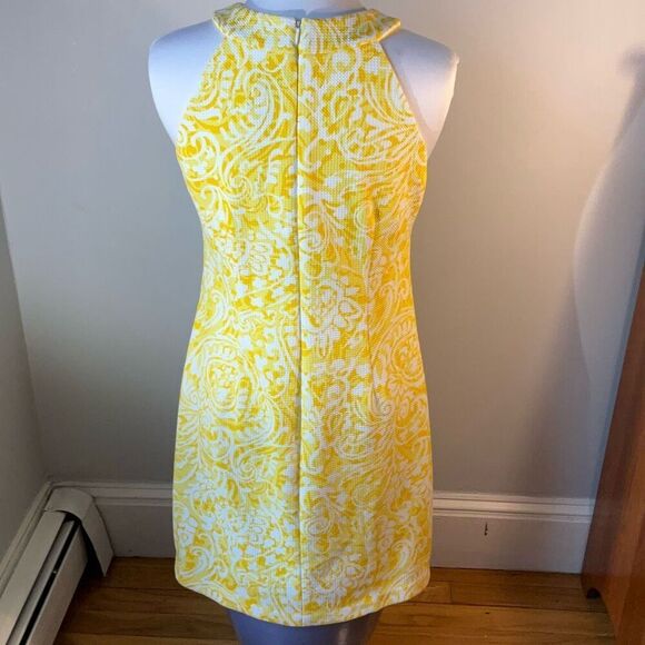 Vince Camuto Keyhole Halter Neckline Yellow Shiftdress, 10. Summer Yellow Paisle - Picture 7 of 12